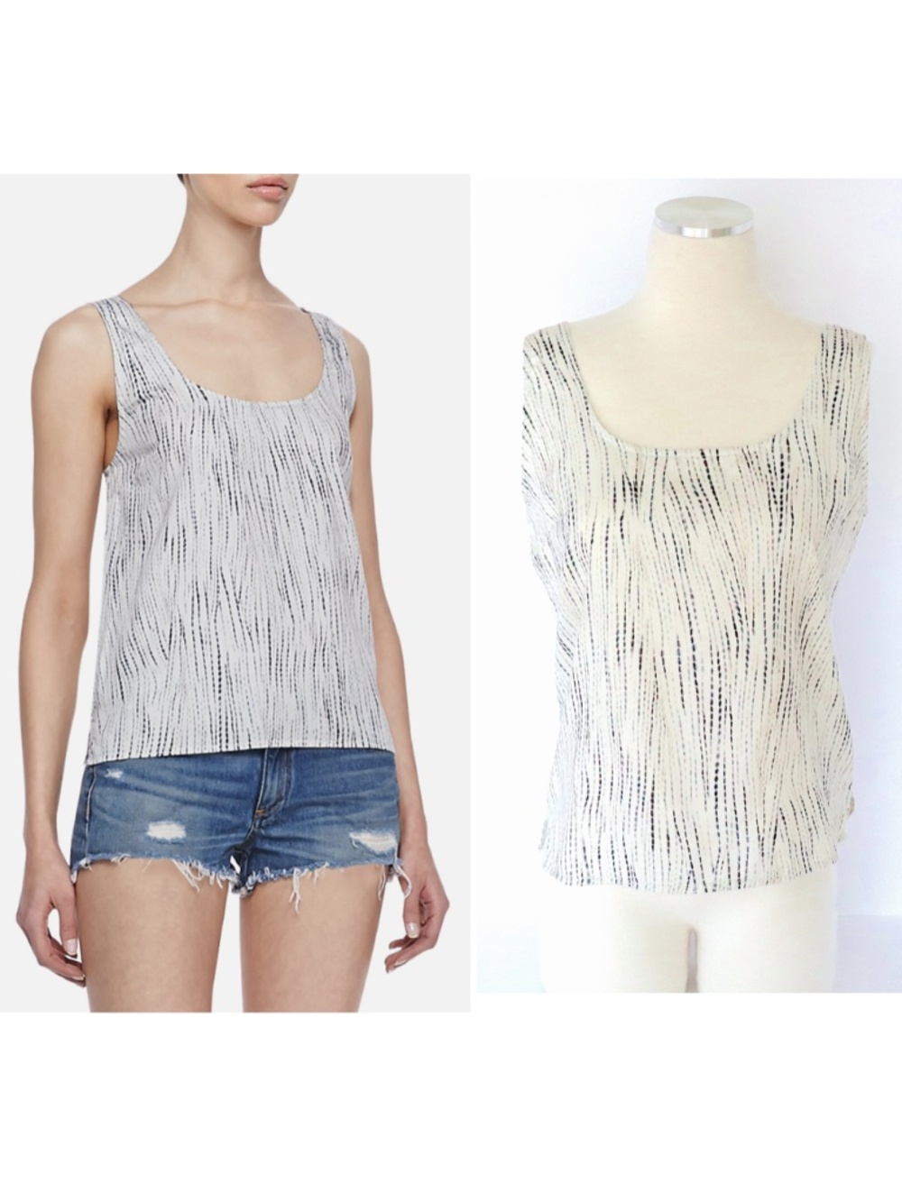 rag & bone boxy off-white tank in 'Riptide' print